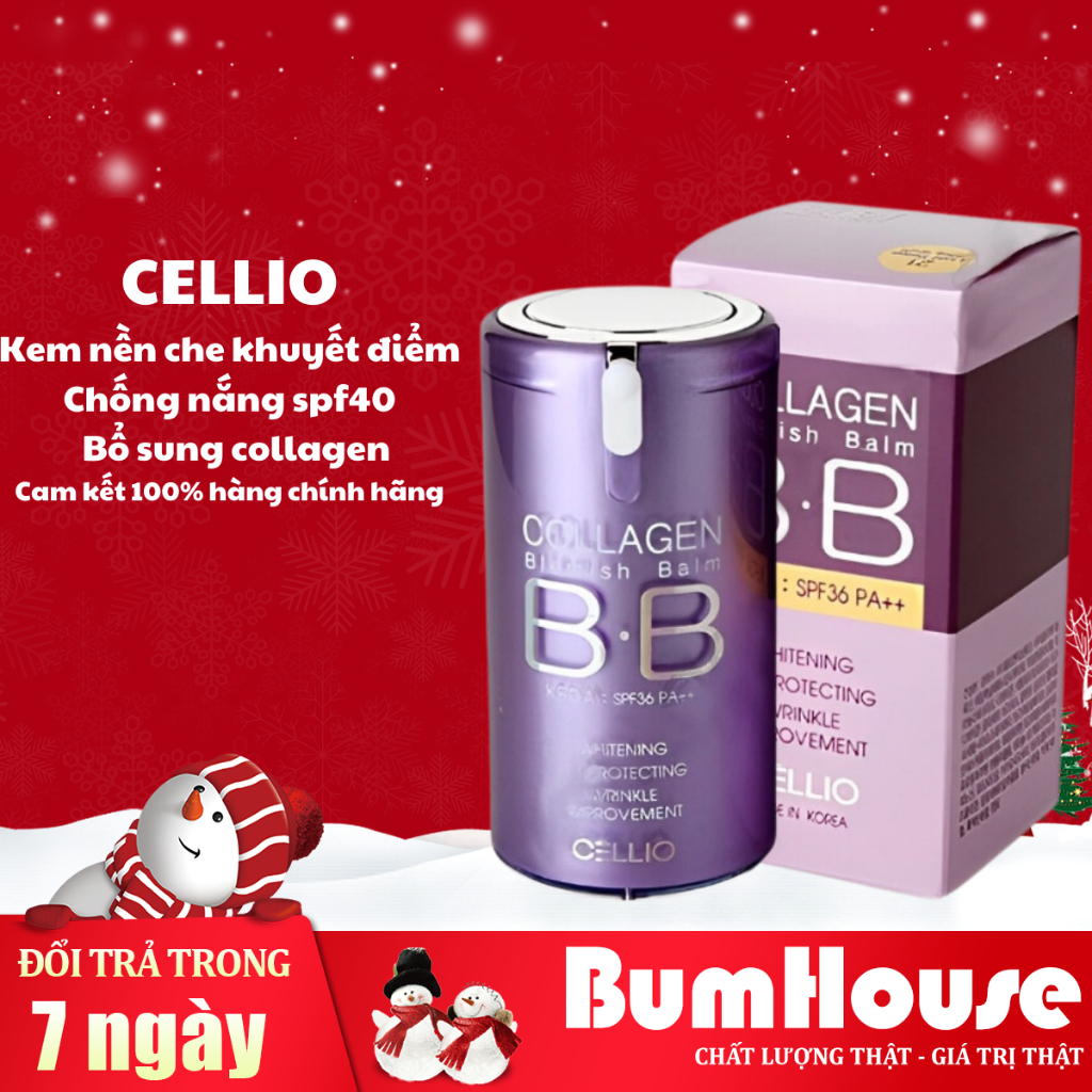 Kem nền BB Collagen Cellio celio Hàn Quốc chính hãng 40ml tone trắng hồng