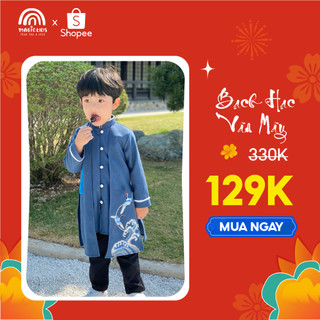 Áo dài Tết cho bé trai mẫu mới 2024 dáng cách tân cổ tàu thêu hạc size lớn từ 12-34kg Magickids Quần áo trẻ em AO21023