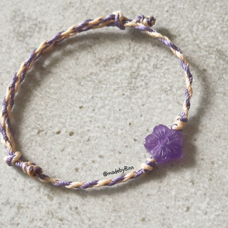 Vòng tay AMETHYST hình hoa thắt dây macrame đơn giản ngọt ngào thu hút may mắn, hỗ trợ học tập…