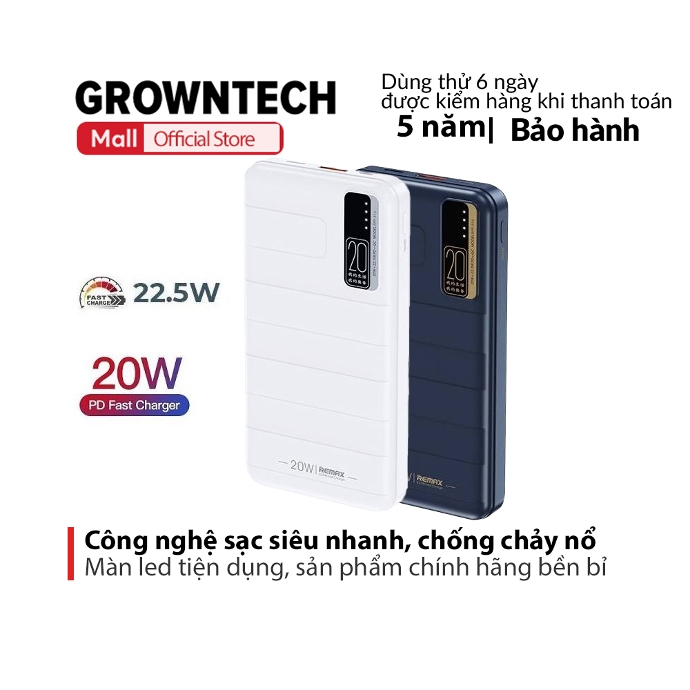 Pin sạc dự phòng chính hãng Remax 20000mAh RPP 316 PD20W QC 22.5W sạc siêu nhanh cho điện thoại và thiết bị gia dụng