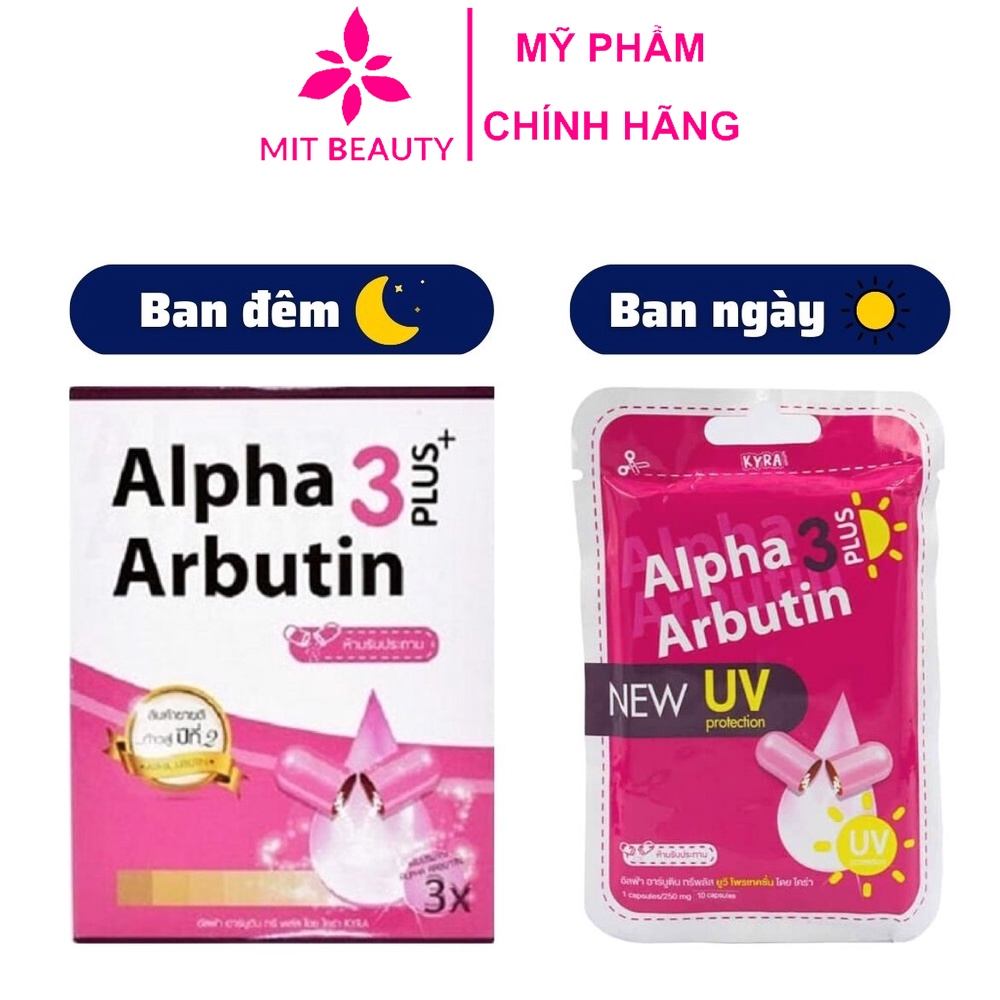 Viên kích trắng Alpha Arbutin 3 Plus Thái Lan 10 viên Mit Beauty đẩy nhanh quá trình trắng da từ sâu bên trong