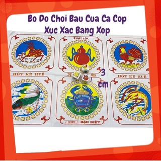 Bộ bầu cua tôm cá xúc xắc bằng giấy kèm hột lắc - lắc bầu cua cá cọp  xúc xắc - trò chơi dân gian dịp lễ tết giải trí
