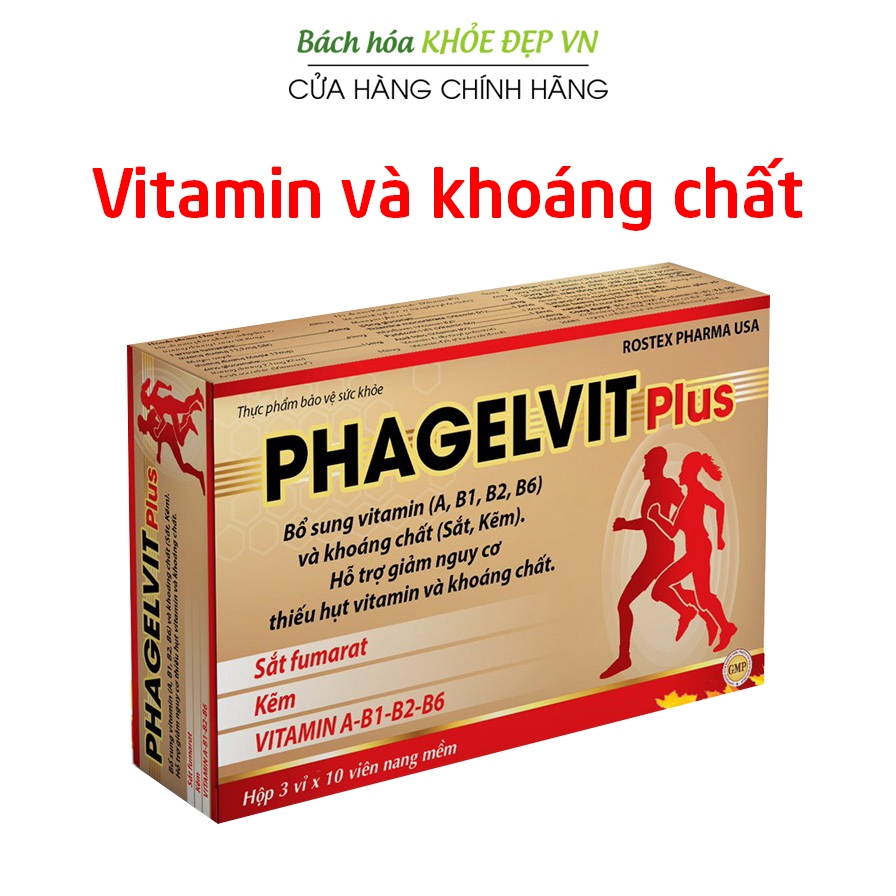 Viên uống vitamin tổng hợp Phamagel Plus tăng cường sức khỏe - 30 viên [Phamagel Plus Hộp 30 viên]