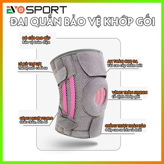 Băng Quấn Bảo Vệ Khớp Gối Silicon Velcro Chống Trượt Bó Gối Ổn định xương Bánh chè Điều chỉnh Lò Xo Trợ Lực Thể Thao