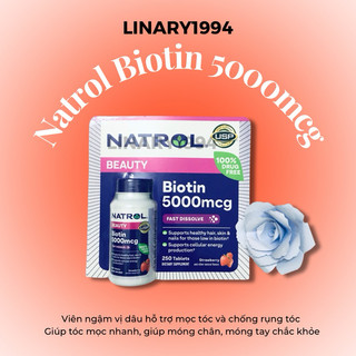[LINARY1994] Viên ngậm Biotin Beauty Natrol 5000mcg (nhập Mỹ)