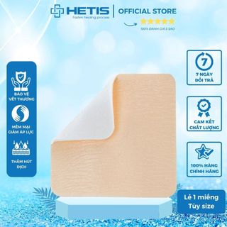 Miếng dán vết thương chống loét, chống loét tỳ đè, hút dịch, khử khuẩn làm liền vết thương HETIS PU FOAM (1 miếng)