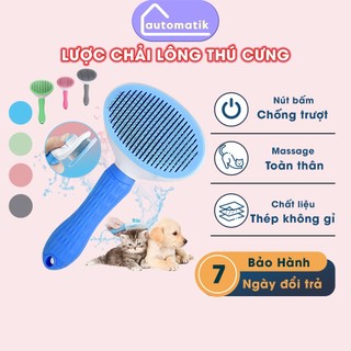 Lược Chải Lông Chó Mèo Thú Cưng Có Nút Bấm Gỡ Rối Loại Bỏ Lông Rụng Tối Đa Massage Da Thú Cưng Chống Trầy Xước Automatik