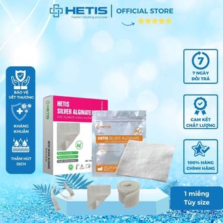 Miếng Gạc HETIS Alginate Silver kháng khuẩn - Thấm hút dịch, liền thương nhanh, chế sự phát triển của vi khuẩn