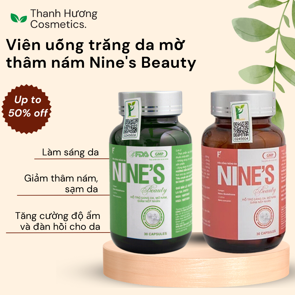 Viên uống trắng da mờ nám Nine's Beauty chính hãng giảm nếp nhăn chống lão hóa da