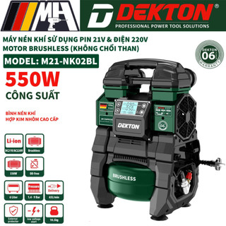 Máy nén khí dùng pin 21v dekton m21-nk02bl - motor brushless - công suất 550w - bình 6 lít