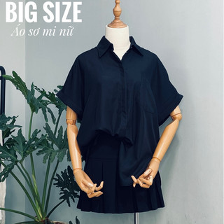 ÁO SƠ MI ĐEN NỮ BIGSIZE từ 45kg đến 90kg, kate lụa mềm mát ít nhăn.
