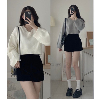 Quần đùi nhung dáng basic, quần short nhung lưng cao Okélla