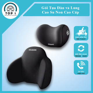 Gối Tựa Đầu và Lưng Ô Tô Cao Su Non Cao Cấp - Siêu Đàn Hồi, Vỏ Bọc Vải Cotton V1