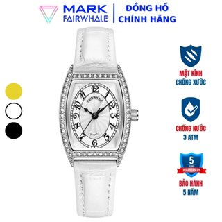 Đồng hồ thạch anh nữ đính đá mặt ovan thương hiệu Mark FairWhale FW055 28mm dây thép không gỉ,đồng hồ pin nữ chống nước