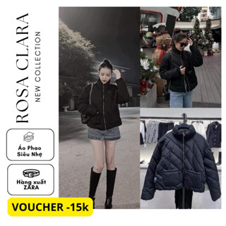 Áo phao nữ thời trang mùa đông đen trắng, áo khoác kiểu nữ siêu nhẹ ấm hàng xuất dư xịn Zara phong cách basic