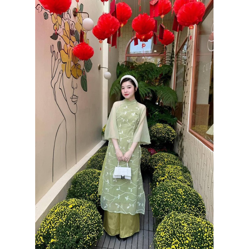 sm32 set áo dài xanh