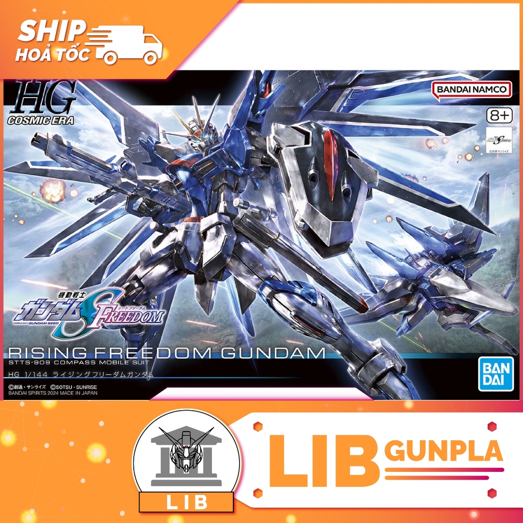 Đồ chơi mô hình lắp ráp Gundam Bandai HG CE 1/144 Seed Freedom Rising Freedom Gundam