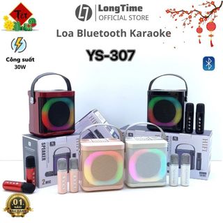 Loa Bluetooth Karaoke Kèm 2 Mic YS-307 hát ấm không dây có led RGB nháy theo nhạc bass mạnh công suất 30W xách tay