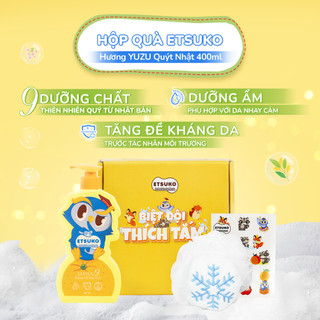 Hộp Quà Tắm Gội ETSUKO Hương Yuzu Quýt Nhật 400ml Dưỡng Ẩm Dịu Nhẹ Kháng Khuẩn Bảo Vệ Cho Bé, An Toàn Cho Da Nhạy Cảm
