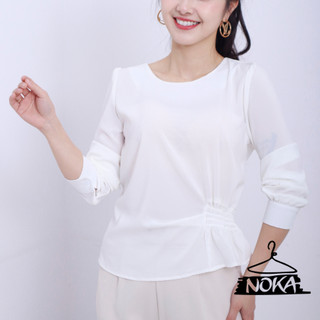 Áo công sở nữ cổ tròn lụa Nhật A78 NOKA