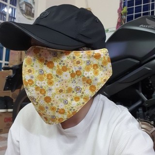 Khẩu trang vải kate lót lưới thoáng mát dạng đĩa che đôi tai, che cổ Hân Hạnh