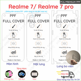 Dán PPF Realme 7/ Realme 7 pro cho màn hình,mặt lưng, full viền loại trong, nhám chuẩn xịn