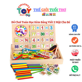 Đồ Chơi Toán Học Kèm Bảng Viết 2 Mặt Cho Bé VINATOYS, Bộ Que Tính Và 100 Số Gỗ, Đồ Chơi Trí Tuệ, Thông Minh