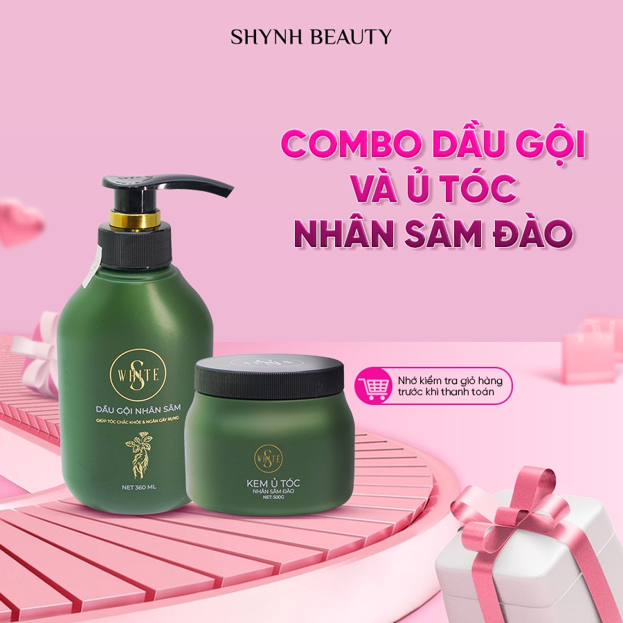 Combo Dầu Gội Và Ủ Tóc Nhân Sâm Đào S-White cho tóc suông dài, mượt mà 360ml & 500g