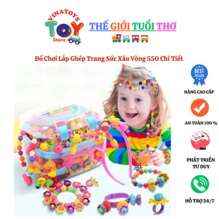 Đồ Chơi Lắp Ghép Trang Sức Xâu Vòng 550 Chi Tiết VINATOYS, Các Bé Thỏa Sức Làm Vòng Tay Vòng Cổ, Nhựa An Toàn Cho Bé