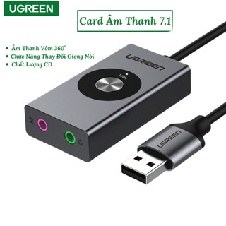 USB sound card thay đổi giọng nói, card âm thanh ảo 7.1 UGREEN hỗ trợ loa + mic, âm thanh siêu rõ, bảo hành 12 tháng.