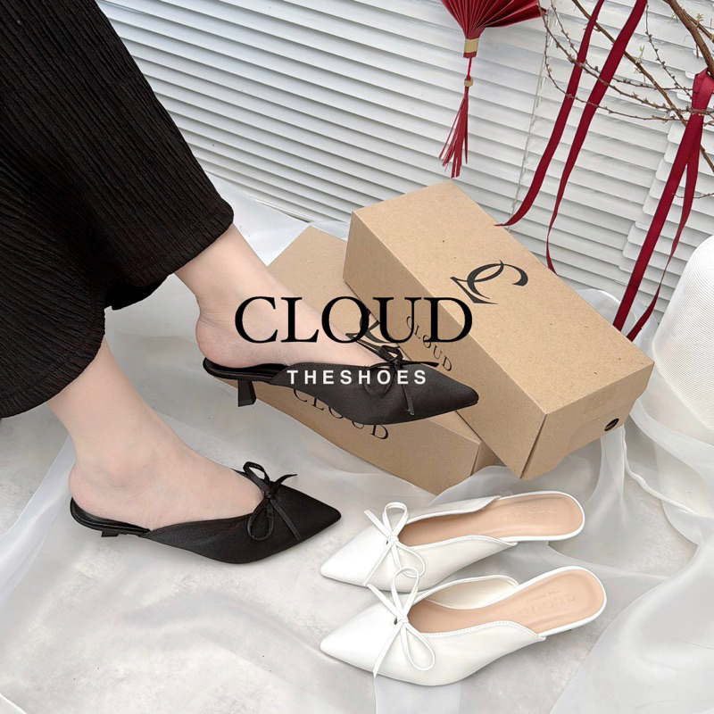 Giày mũi nhọn bít mũi 4cm quai nơ