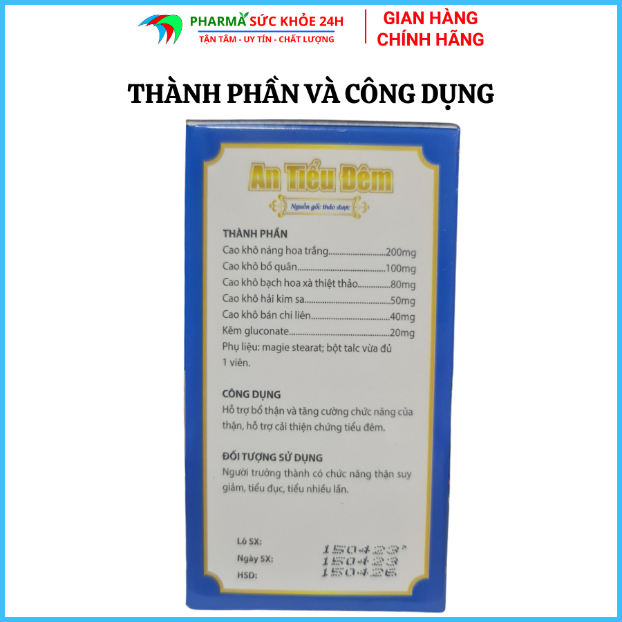 Viên Uống Giảm Tiểu Đêm, Tiểu Buốt, Tiểu Nhiều Lần An Tiểu Đêm Giảm U Phì Đại Tuyến Tiền Liệt - Hộp 30 viên