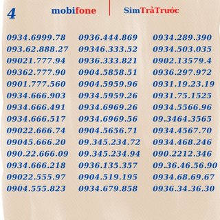 Sim Mobifone 4G Trả Trước gói cước  kc90n, kc120n, ưu đãi khủng, giá rẻ, số đẹp.
