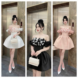 SIZE>62KG ĐẦM XOÈ TAY DÚN ĐÍNH HOA