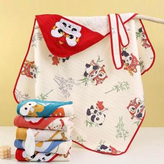 Khăn ủ choàng cho bé mềm mại trần chỉ có đai buộc túi xách xin sò, kích thước 90x90cm