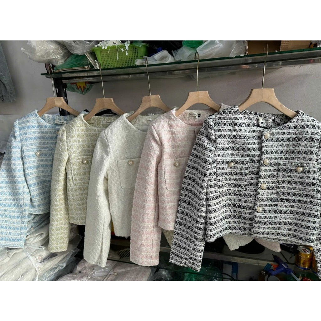 Áo Khoác Dạ Tweed Nữ Hàn Quốc