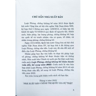 Sách - Luật Phòng, Chống Khủng Bố (Hiện Hành) (Sửa Đổi, Bổ Sung Năm 2022)