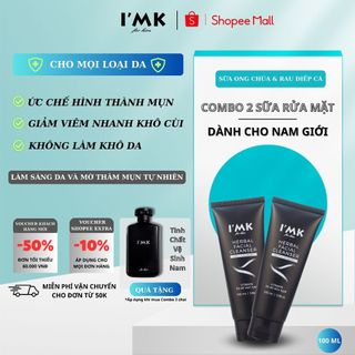 Combo 2 Chai Sữa Rửa Mặt Nam I'MK Đánh Bay Mụn Hết Thâm Sáng Da Từ Sữa Ong Chúa và Diếp Cá Loại Bỏ Nhờn Không Làm Khô Da