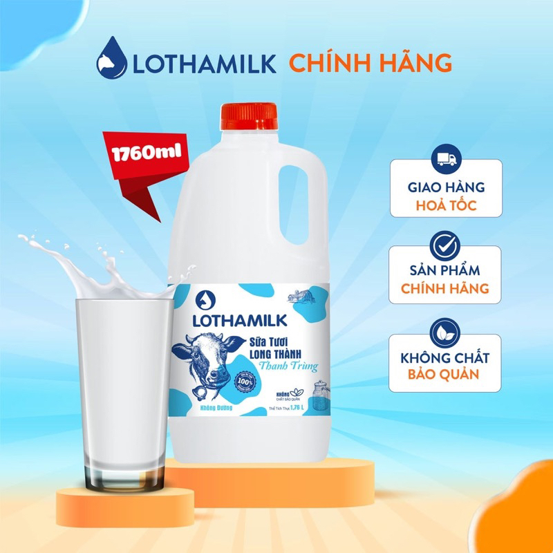  Sữa Tươi thanh trùng Lothamilk không đường 1760ml 