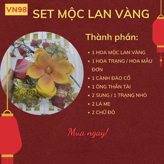 Set Vip Trang Trí Tháp Bánh Tết Tặng Kèm Keo Nến, Set Mộc Lan - VN98 Flowers
