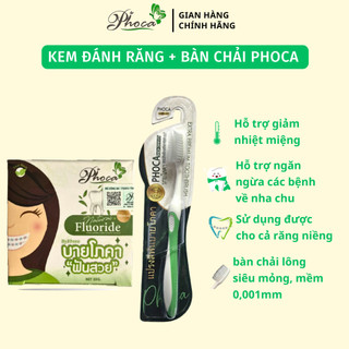 Kem đánh trắng răng Phoca, combo kem đánh răng + bàn chải Phoca cao cấp giúp thơm miệng