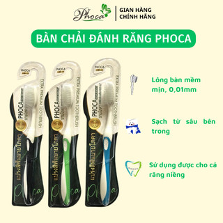Bàn chải đánh răng Phoca, bàn chải đánh răng cho người niềng răng lông mềm 0,1mm triệu sợi tơ mềm