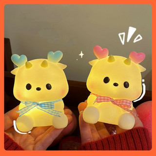 Đèn ngủ trang trí phòng hình rồng cute cún mập đeo nơ đáng yêu để bàn làm quà tặng bạn nhỏ xinh giá rẻ ý nghĩa