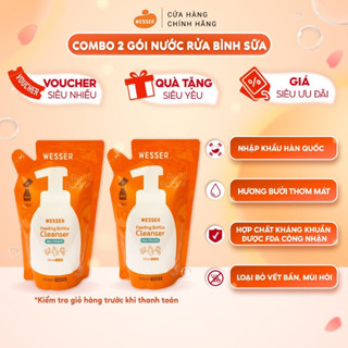    CHÍNH HÃNG -  GIÁ TỐT    Combo 2 Túi nước rửa bình sữa Wesser 500 mL 