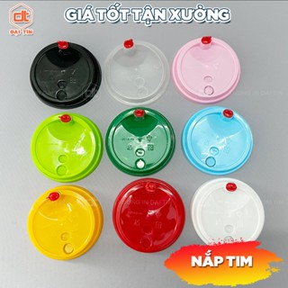 Set 50 Nắp Tim Nhựa Cứng phi 90mm, nắp ly trà sữa, cà phê, nước ép...