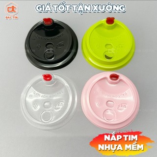 Set 50 nắp tim nhựa mềm phi 90mm, nắp ly trà sữa, cà phê, nước ép...