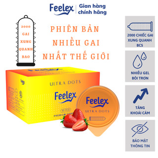 Bao cao su Feelex gân gai, nhiều gel bôi trơn - Hộp 10 bcs