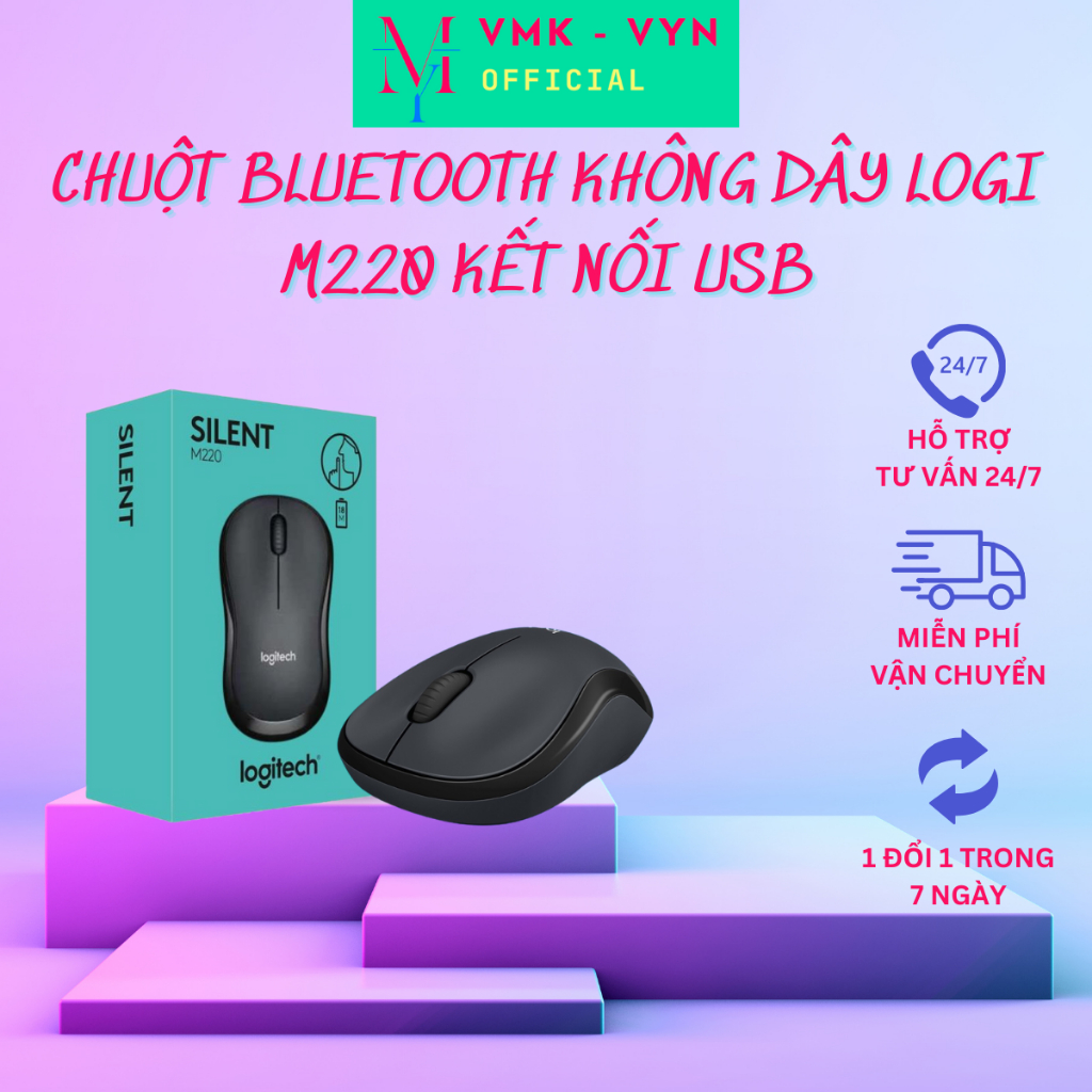 Chuột Không Dây Logi M220 - Độ Nhạy Cao - Giảm Tiếng Ồn Cho Những Lần Nhấp Chuột | BigBuy360 - bigbuy360.vn