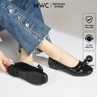Giày búp bê mwc 2308 - giày búp bê da mũi oval đính nơ xinh xắn
