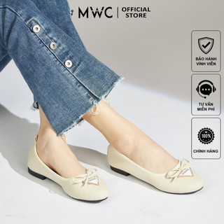 Giày búp bê mwc 2301 - giày búp bê da đính khoá phối nơ xinh xắn